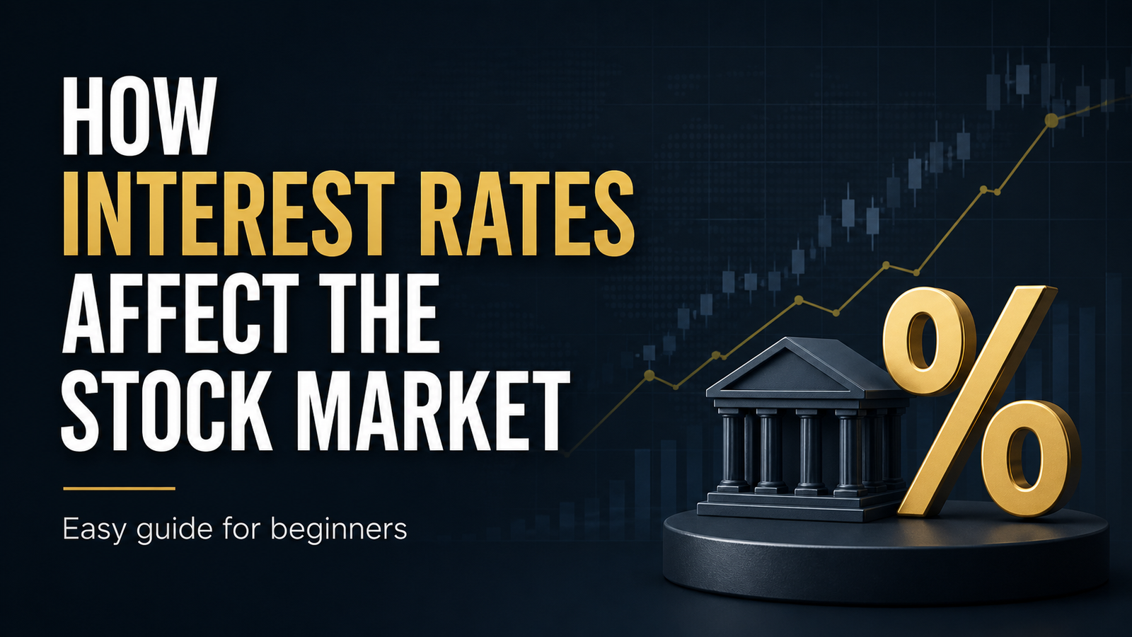 Stock market charts and financial data showing interest rate impact on markets